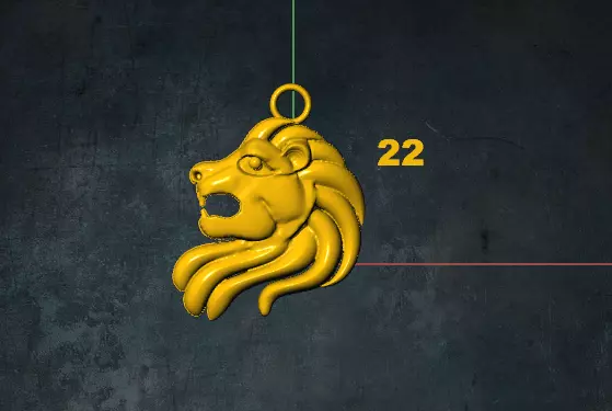 lions gold lion head hanging from chain 3D print model_0