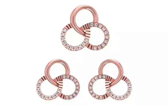 Round Earrings Pendant Set 3dm STL OBJ FBX Renders Details