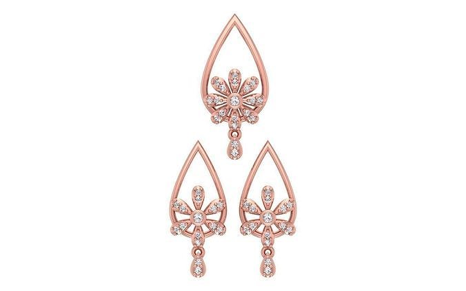 Pear Earrings Pendant Set 3dm STL OBJ FBX Renders Details 3D print model