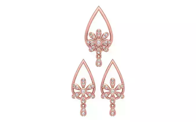 Pear Earrings Pendant Set 3dm STL OBJ FBX Renders Details