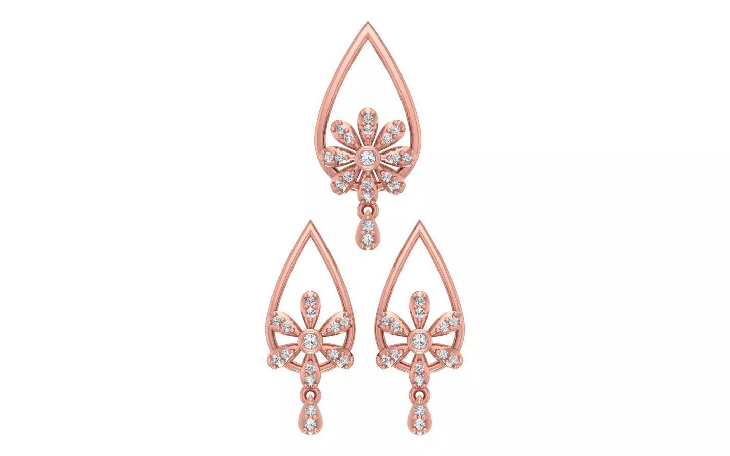 Pear Earrings Pendant Set 3dm STL OBJ FBX Renders Details 3D print model_0