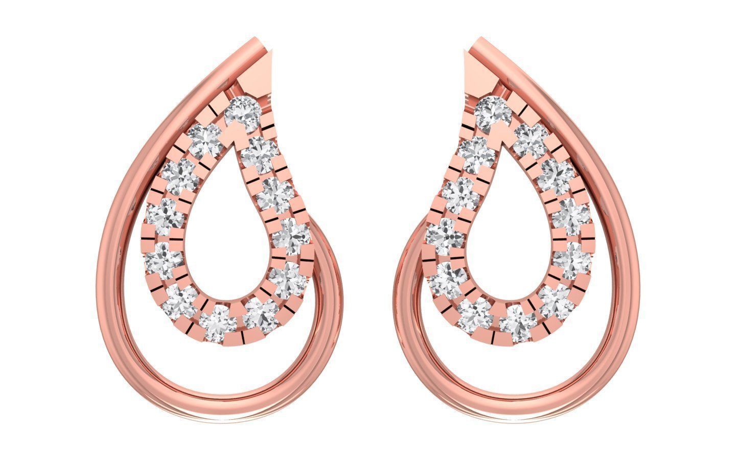 Diamond Pear Earrings Pendant Set 3dm STL OBJ FBX Renders 3D print model_9