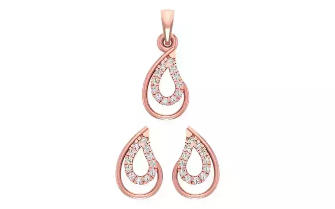 Diamond Pear Earrings Pendant Set 3dm STL OBJ FBX Renders 3D print model