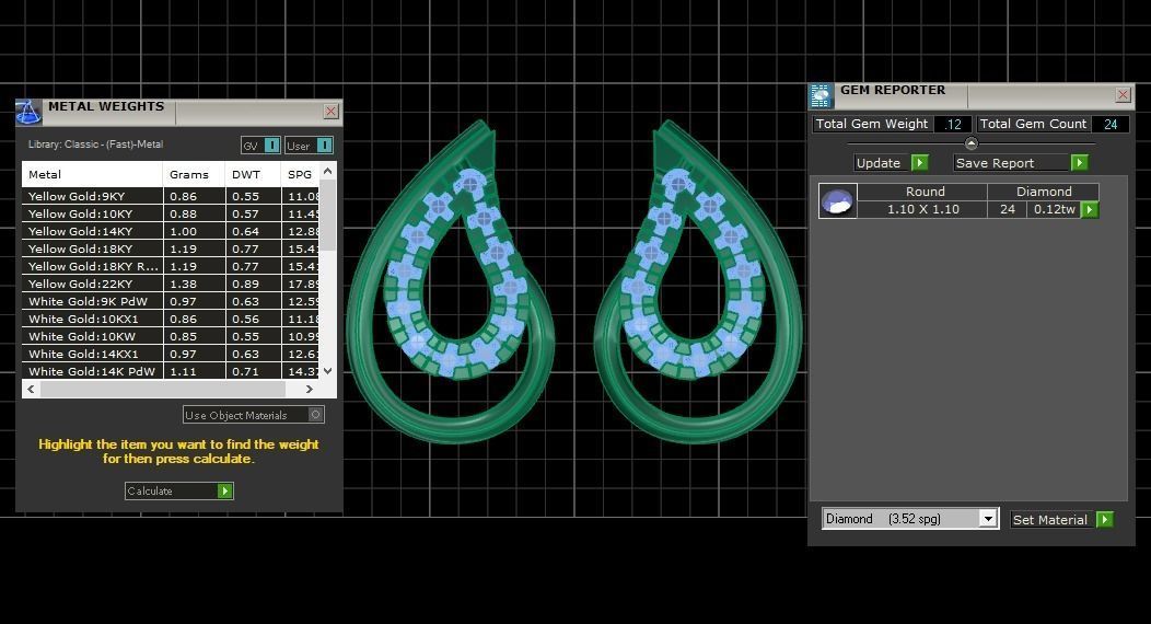 Diamond Pear Earrings Pendant Set 3dm STL OBJ FBX Renders 3D print model_7