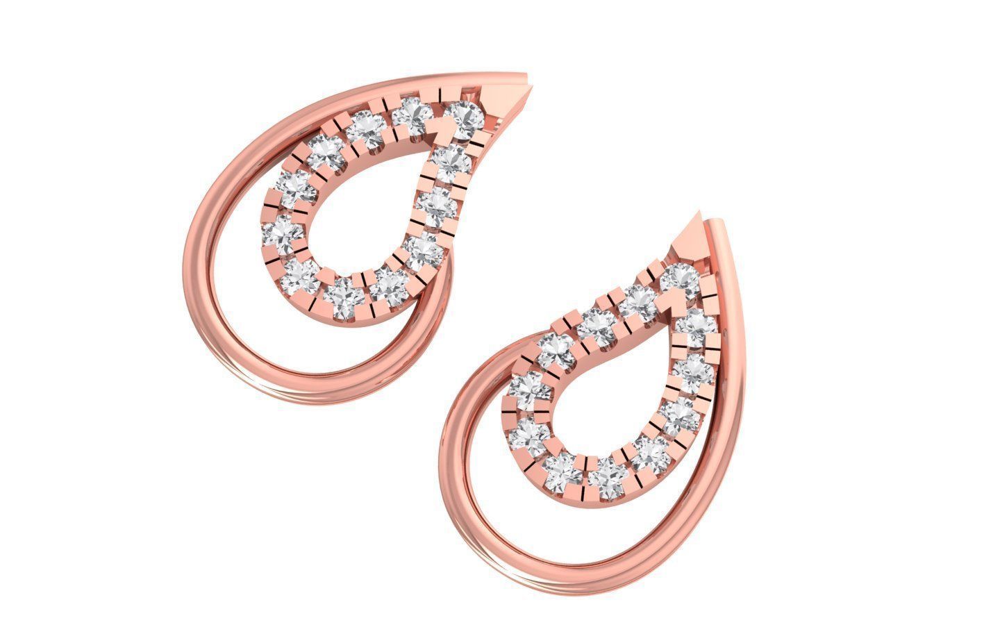 Diamond Pear Earrings Pendant Set 3dm STL OBJ FBX Renders 3D print model_5