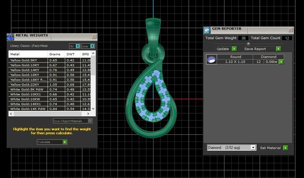 Diamond Pear Earrings Pendant Set 3dm STL OBJ FBX Renders 3D print model_8