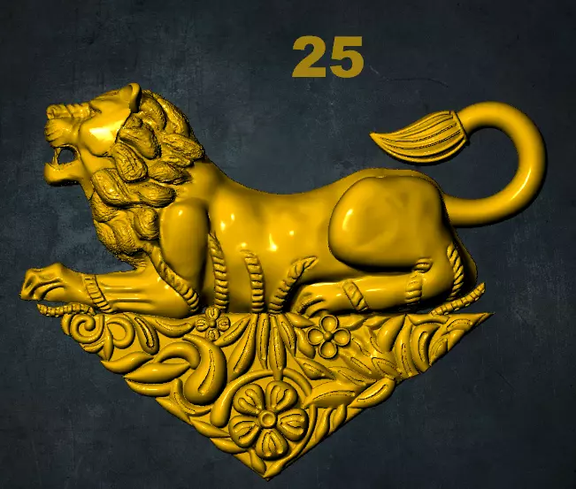 lions golden lion 3D print model_0