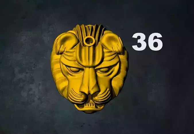 lions golden lion head with number
