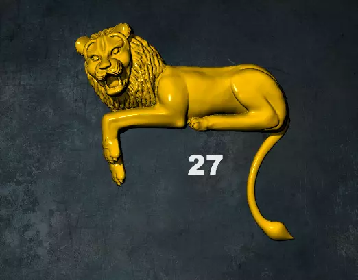 lions golden lion with number 3D print model_0
