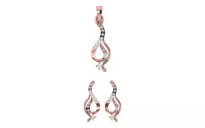 Stud Earrings Pendant Set 3dm STL OBJ FBX Renders Details