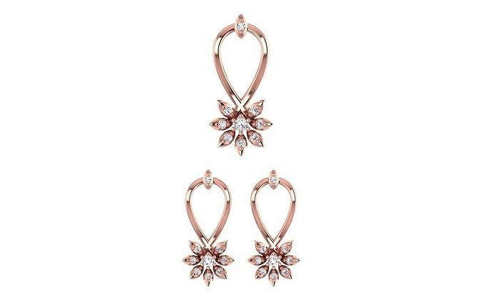 Pear Earrings Pendant Set 3dm STL OBJ FBX Renders Details 3D print model