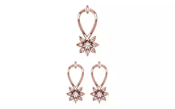 Pear Earrings Pendant Set 3dm STL OBJ FBX Renders Details