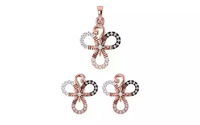 Infinity Love Earrings Pendant Set 3dm STL OBJ FBX Renders