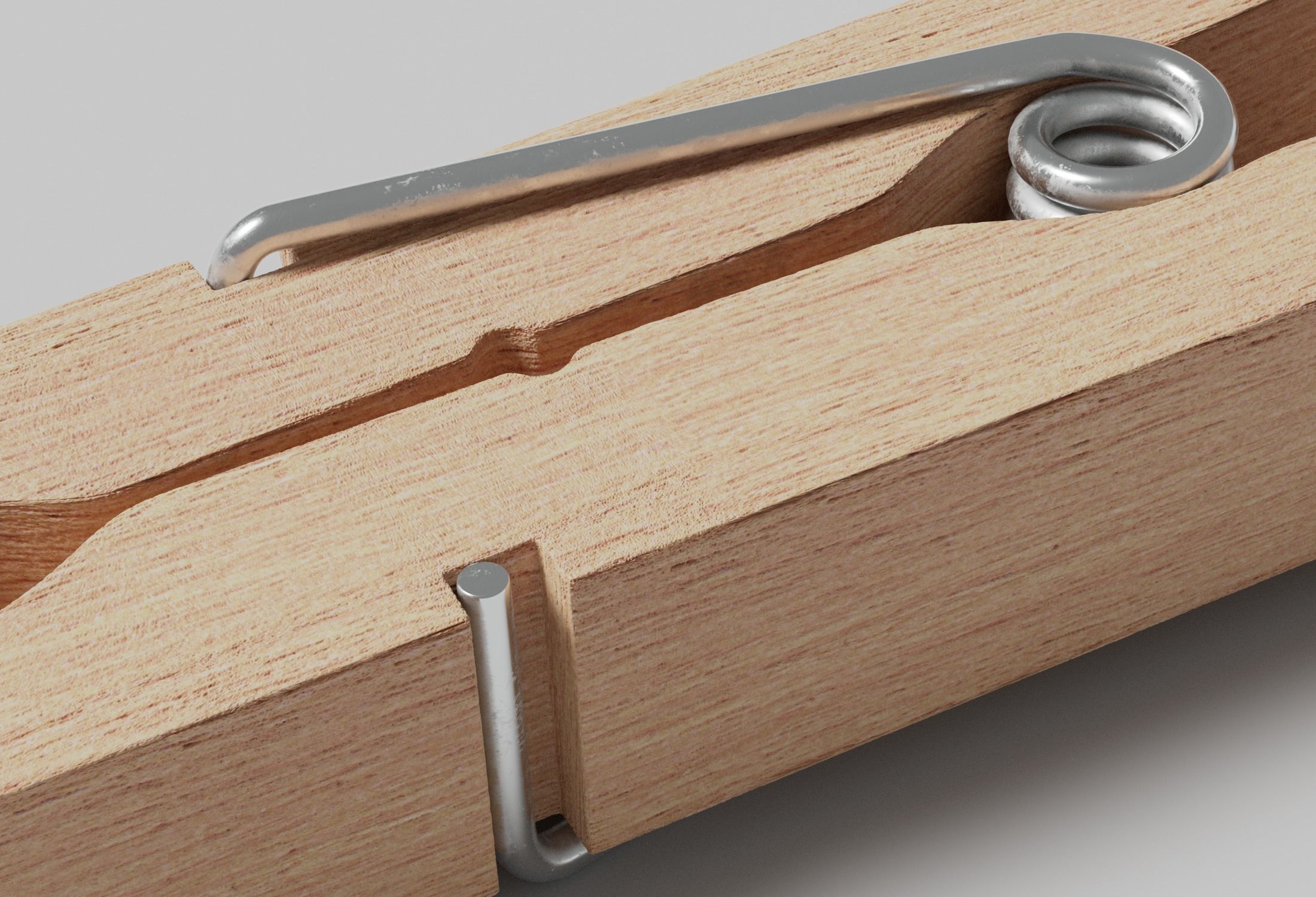 Wooden Clothespin 3D model_3