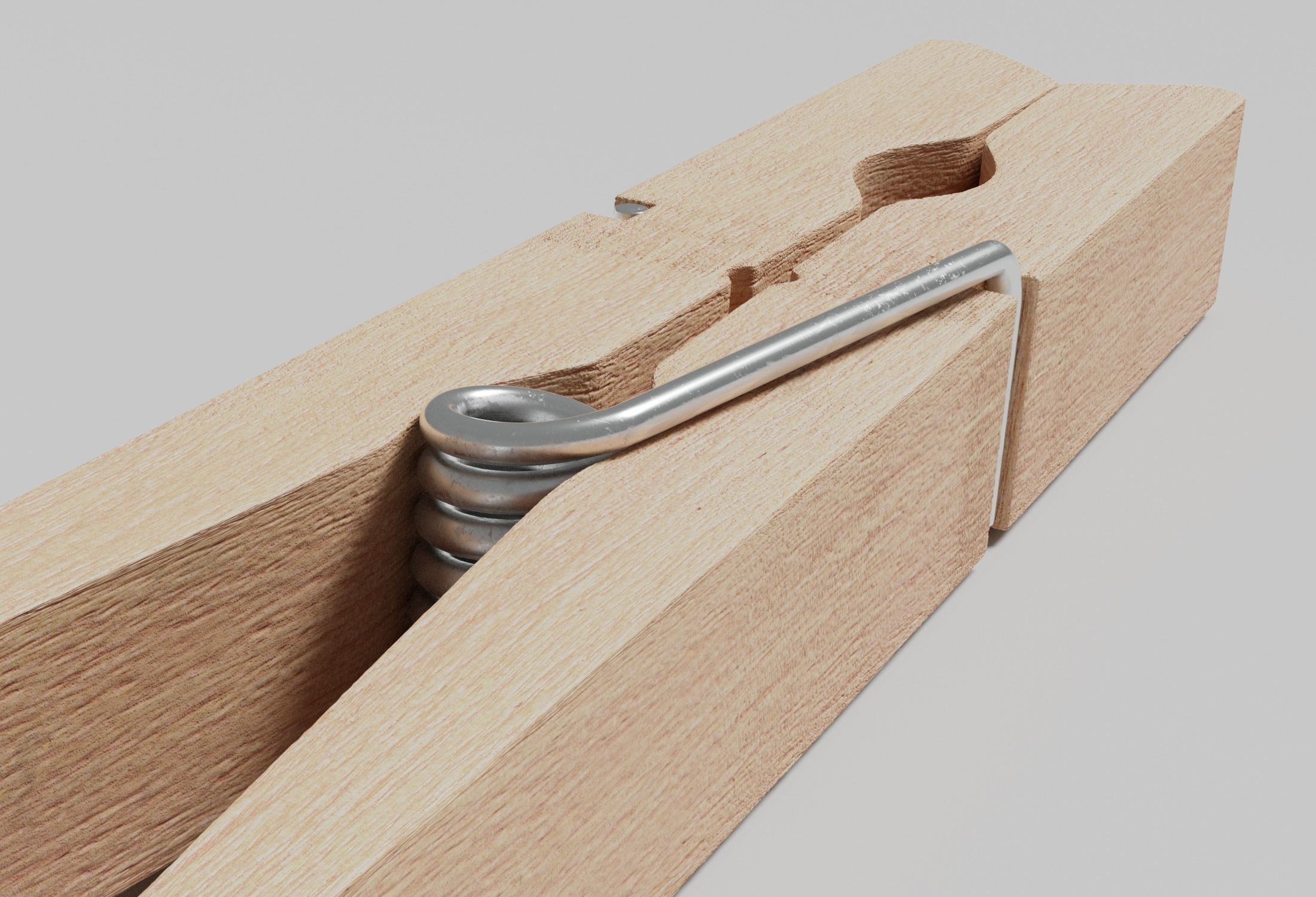 Wooden Clothespin 3D model_2