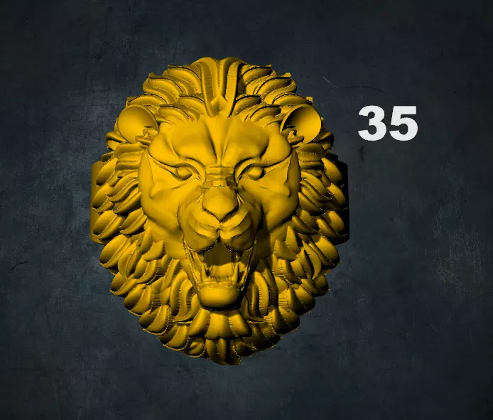 lions golden lion head 3D print model_0