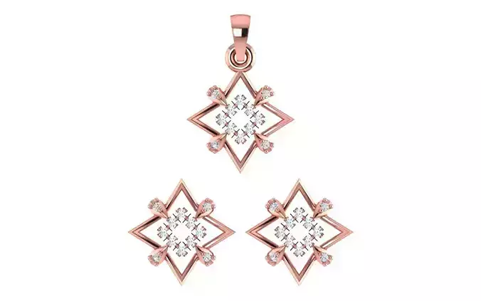 Small Earrings Pendant Set 3dm STL OBJ FBX Renders Details