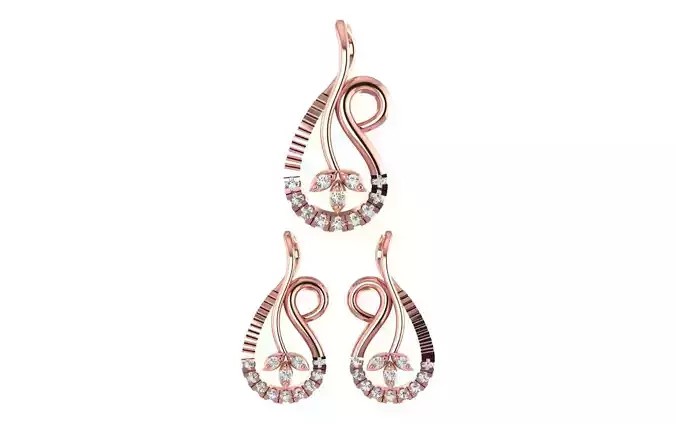 Leaf Earrings Pendant Set 3dm STL OBJ FBX Renders Details