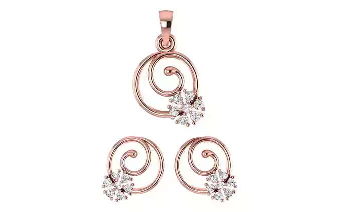Spiral Earrings Pendant Set 3dm STL OBJ FBX Renders Details