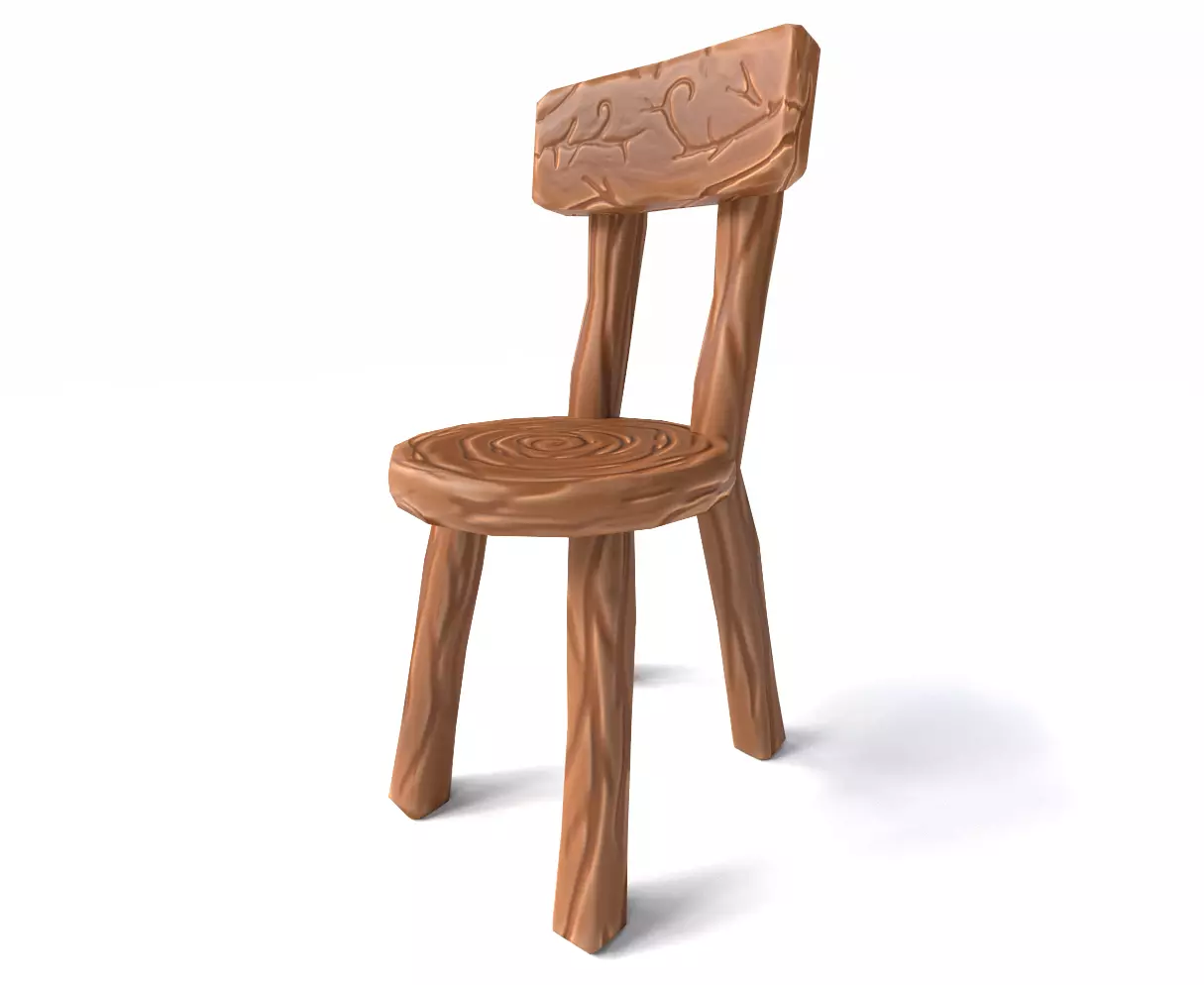 Chair stylized fantasy Low-poly 3D model_0