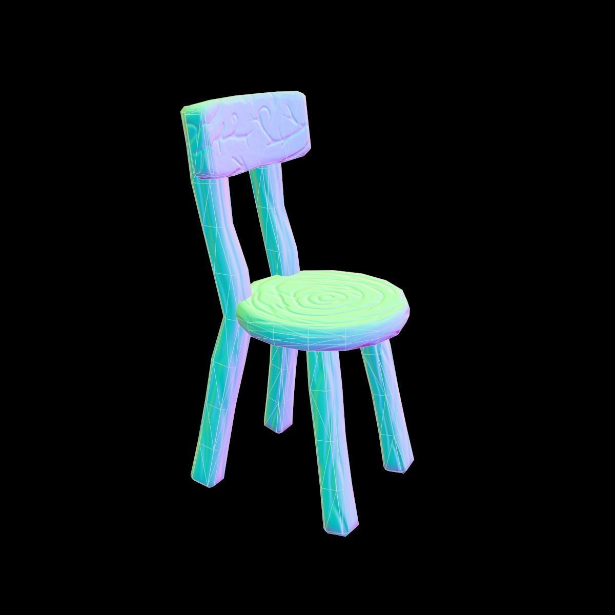 Chair stylized fantasy Low-poly 3D model_27