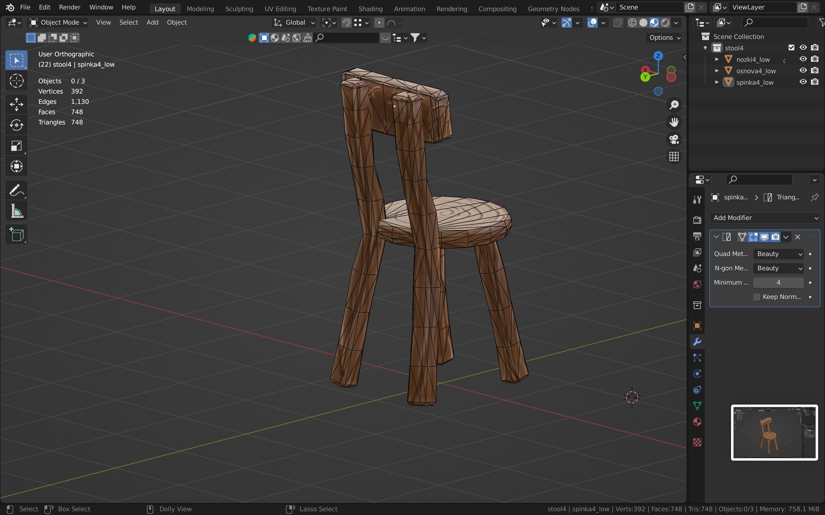 Chair stylized fantasy Low-poly 3D model_23