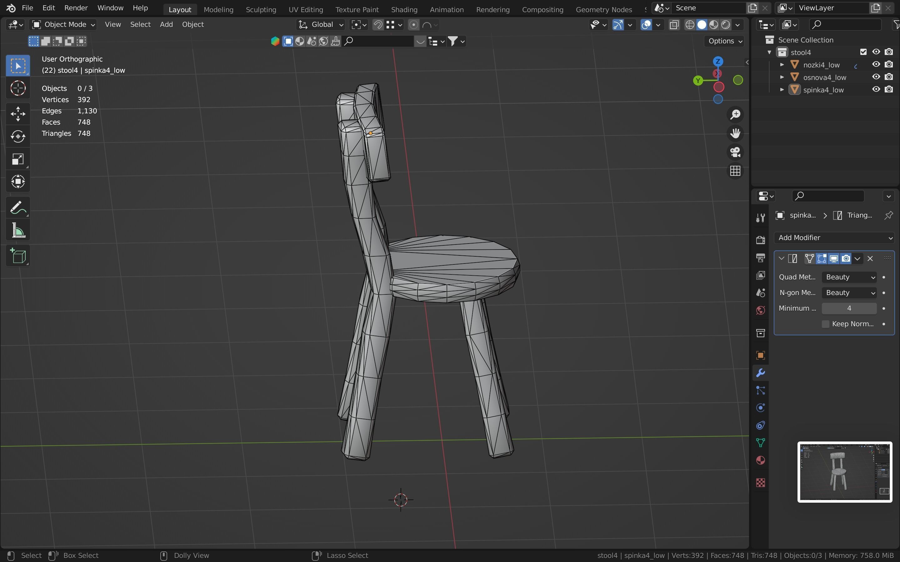 Chair stylized fantasy Low-poly 3D model_29