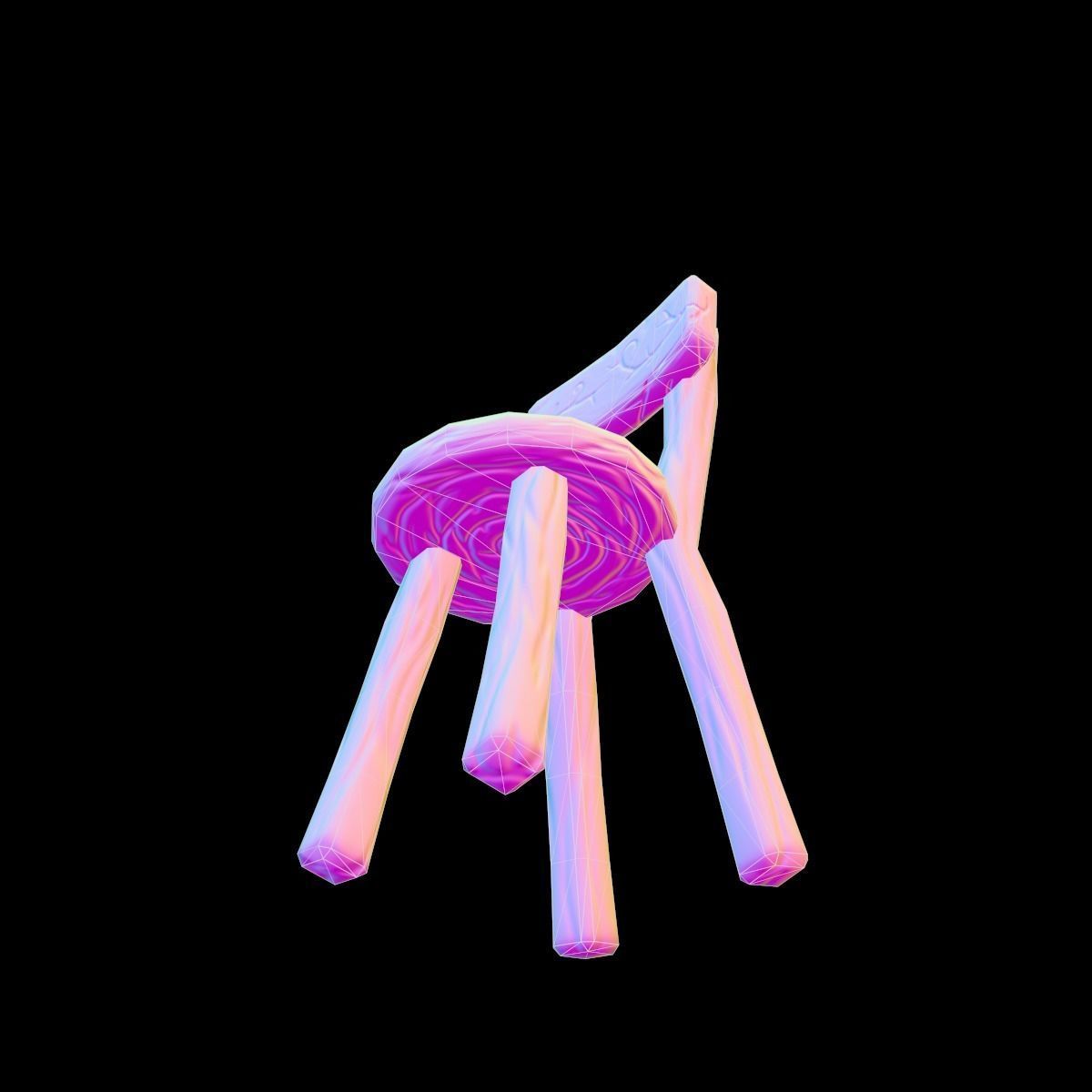 Chair stylized fantasy Low-poly 3D model_24