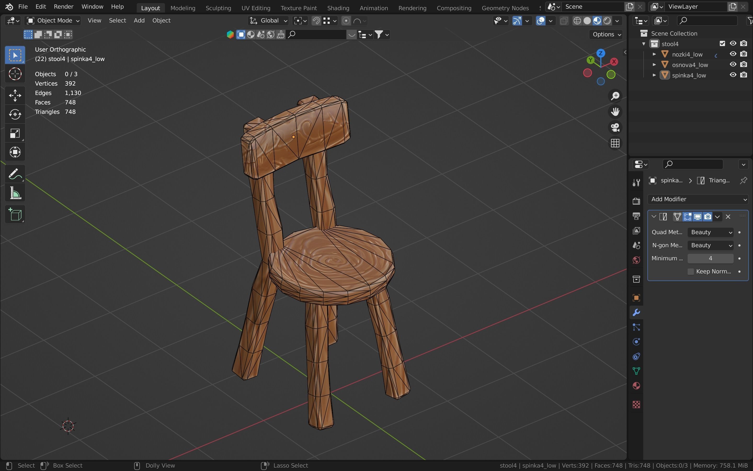 Chair stylized fantasy Low-poly 3D model_26