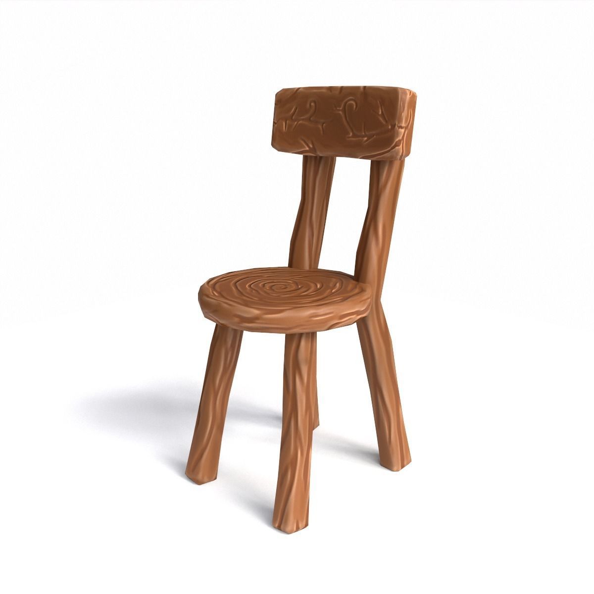 Chair stylized fantasy Low-poly 3D model_7
