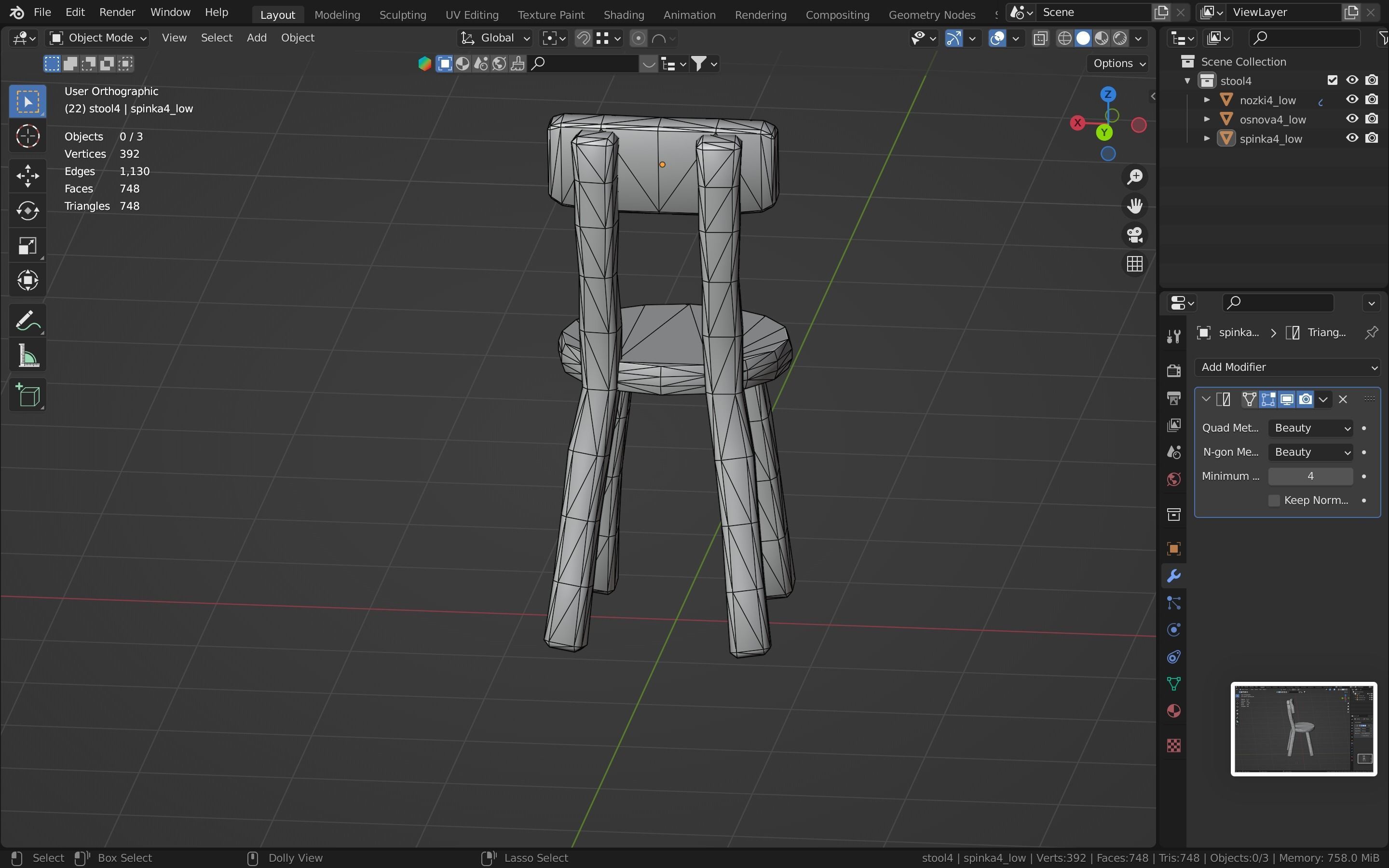 Chair stylized fantasy Low-poly 3D model_31