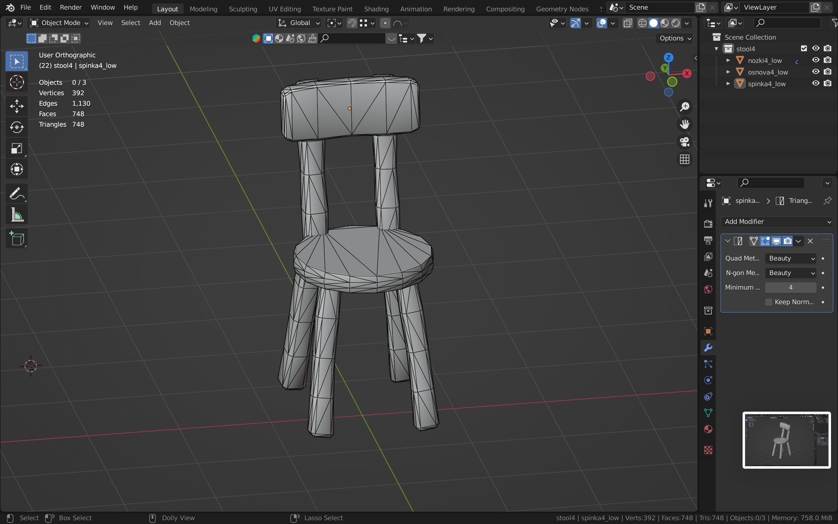 Chair stylized fantasy Low-poly 3D model_30