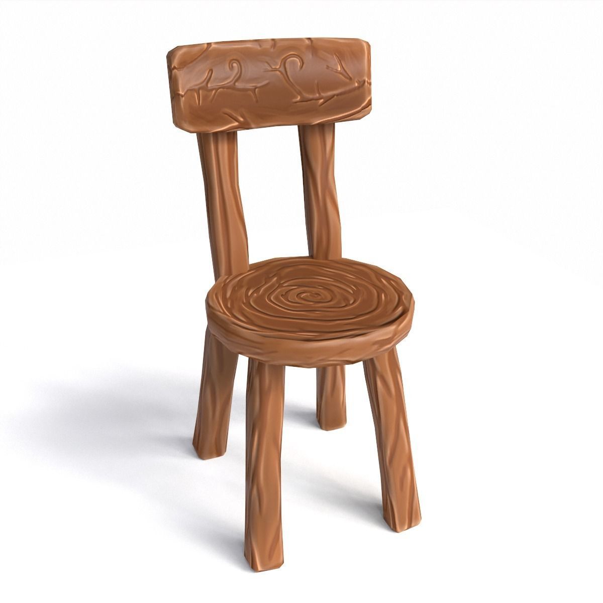 Chair stylized fantasy Low-poly 3D model_6