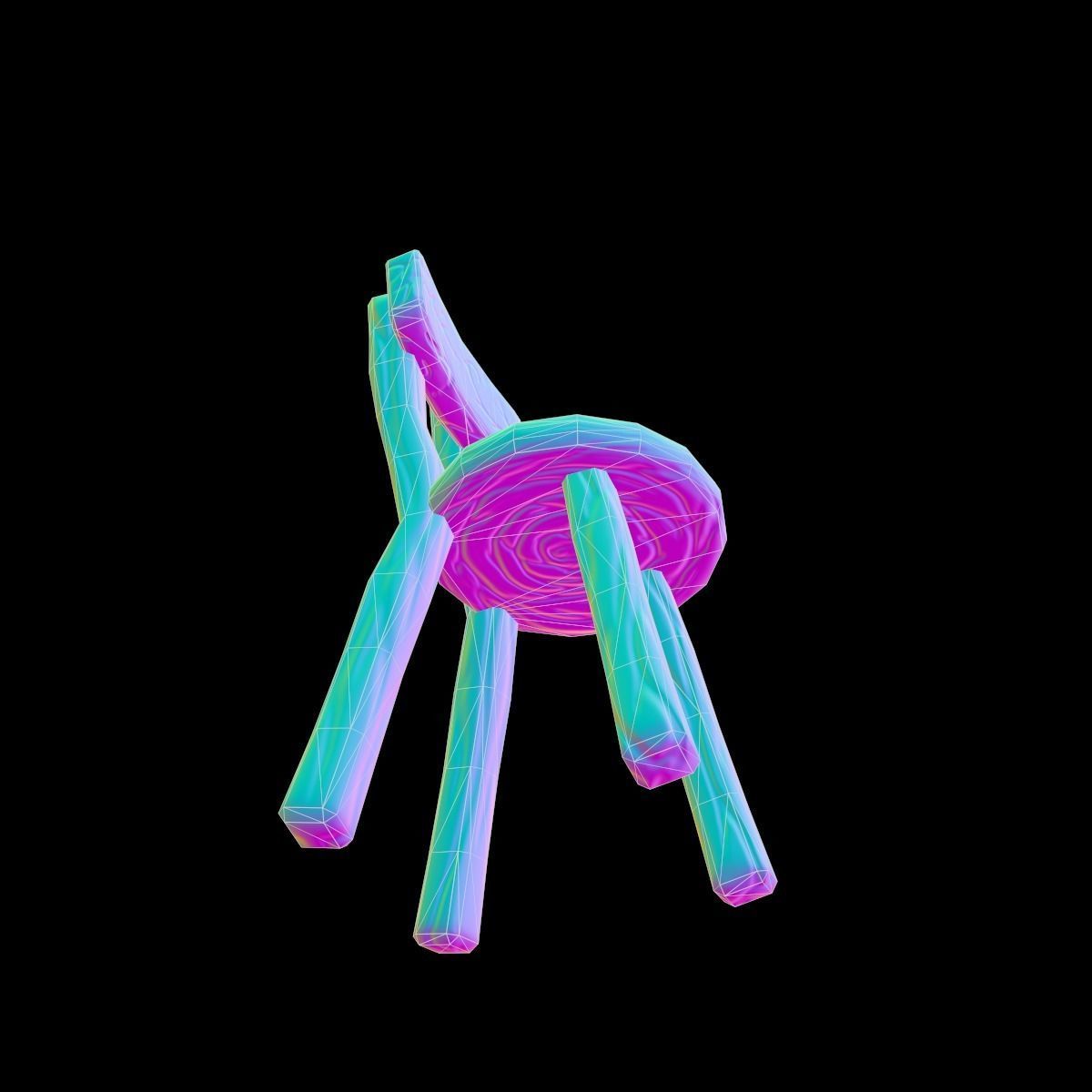 Chair stylized fantasy Low-poly 3D model_25