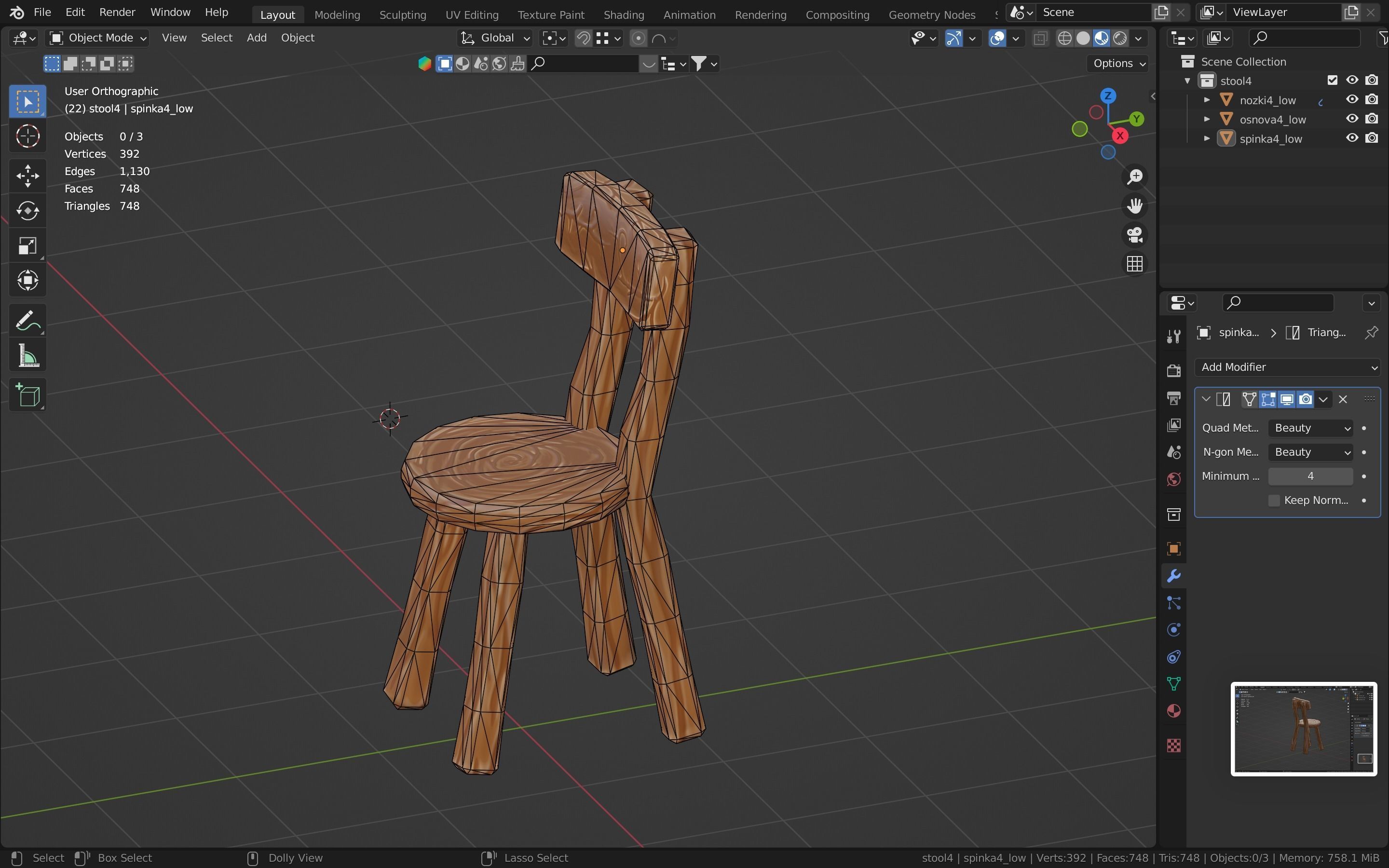 Chair stylized fantasy Low-poly 3D model_21