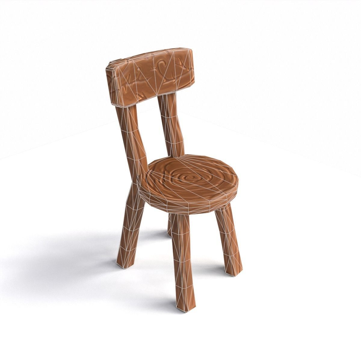 Chair stylized fantasy Low-poly 3D model_19