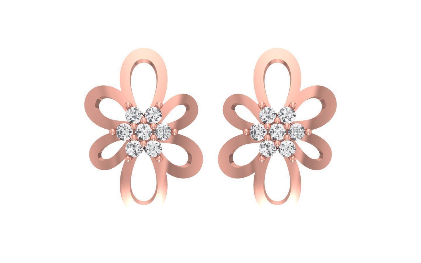 Flower Earrings Pendant Set 3dm STL OBJ FBX Renders Details 3D print model_4