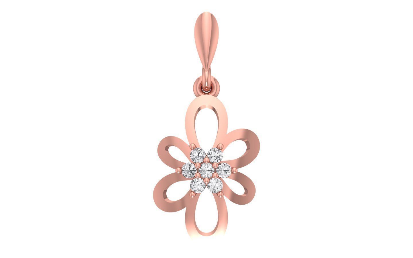 Flower Earrings Pendant Set 3dm STL OBJ FBX Renders Details 3D print model_2