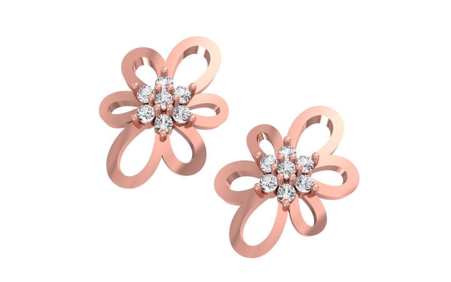 Flower Earrings Pendant Set 3dm STL OBJ FBX Renders Details 3D print model_1