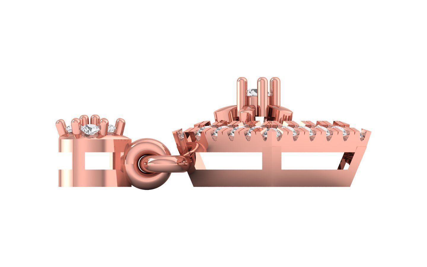 Square Stud Earrings Pendant Set 3dm STL OBJ FBX Renders Details 3D print model_5