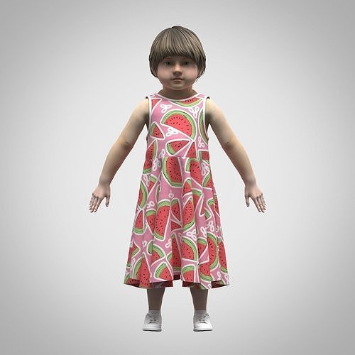 baby girls dress Low-poly 3D model
