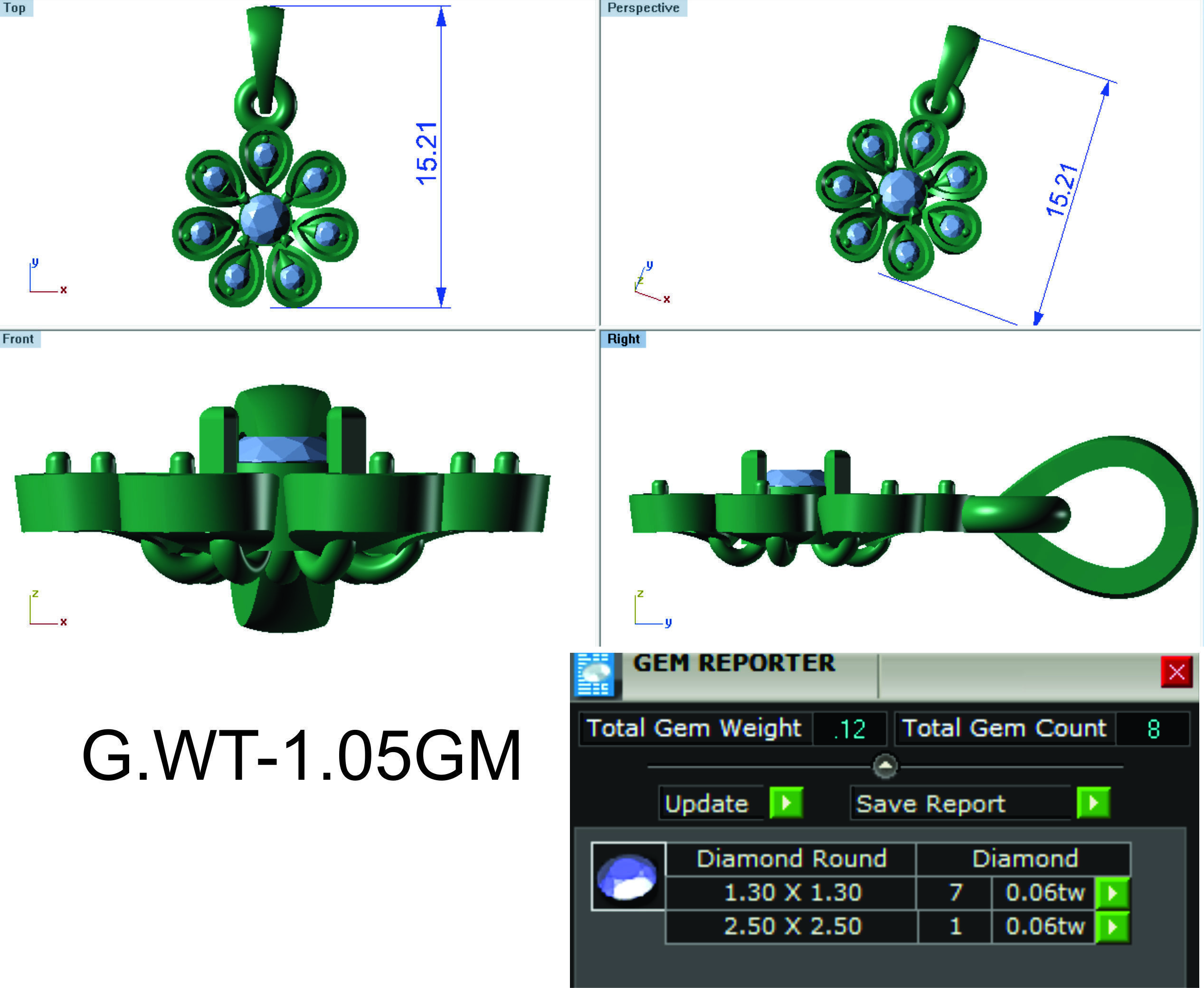 Stud Earrings Pendant Flower SetSet 3dm STL OBJ FBX Renders 3D print model_7