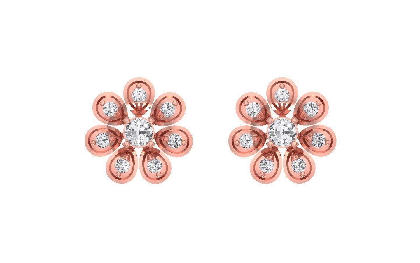Stud Earrings Pendant Flower SetSet 3dm STL OBJ FBX Renders 3D print model_1