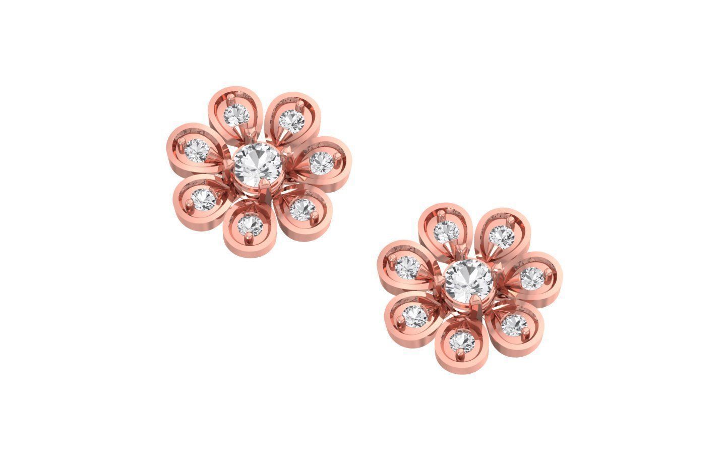 Stud Earrings Pendant Flower SetSet 3dm STL OBJ FBX Renders 3D print model_4