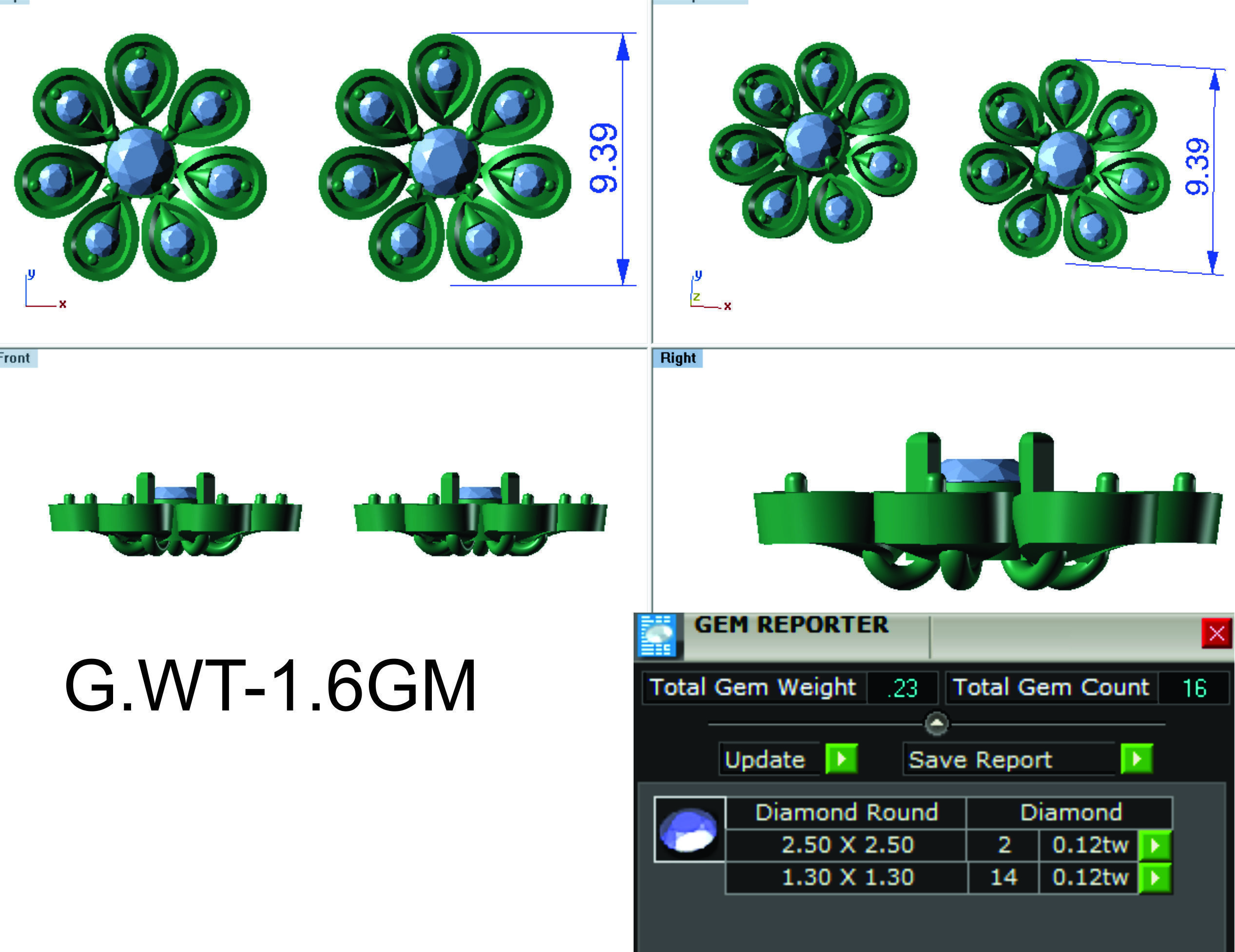 Stud Earrings Pendant Flower SetSet 3dm STL OBJ FBX Renders 3D print model_8