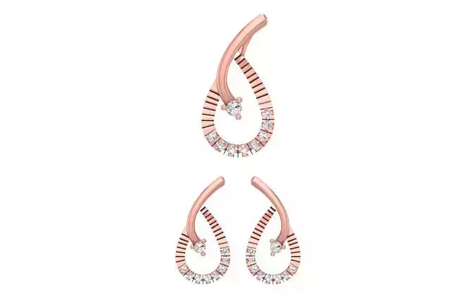 Stud Earrings Pendant Set 3dm STL OBJ FBX Renders Details