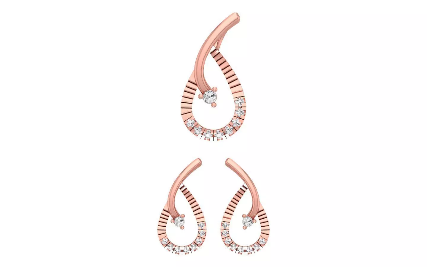 Stud Earrings Pendant Set 3dm STL OBJ FBX Renders Details 3D print model_0