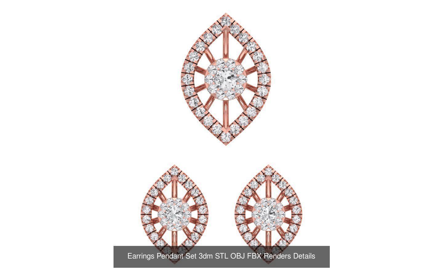 140 Earrings Pendant Set 3dm STL OBJ FBX Details Collection _107