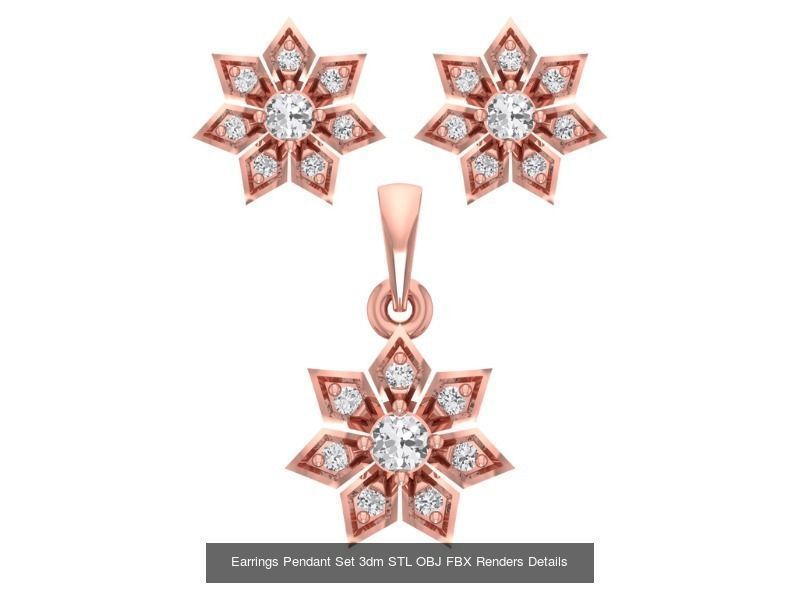 140 Earrings Pendant Set 3dm STL OBJ FBX Details Collection _83