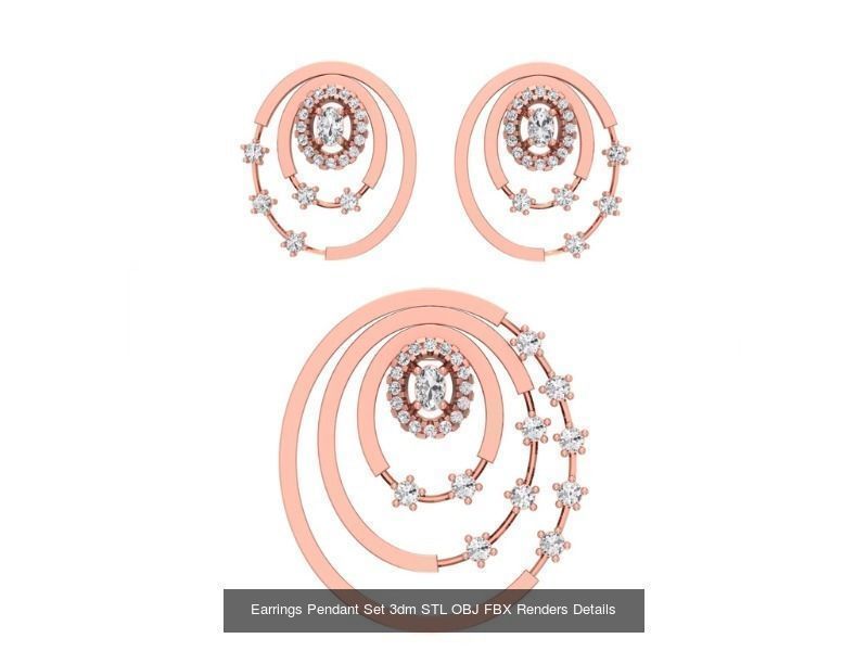 140 Earrings Pendant Set 3dm STL OBJ FBX Details Collection _23